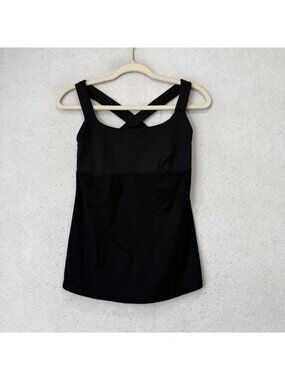 Lululemon Tank Top Womens Small Black Scoop Neck Crossback Built In Bra Yoga